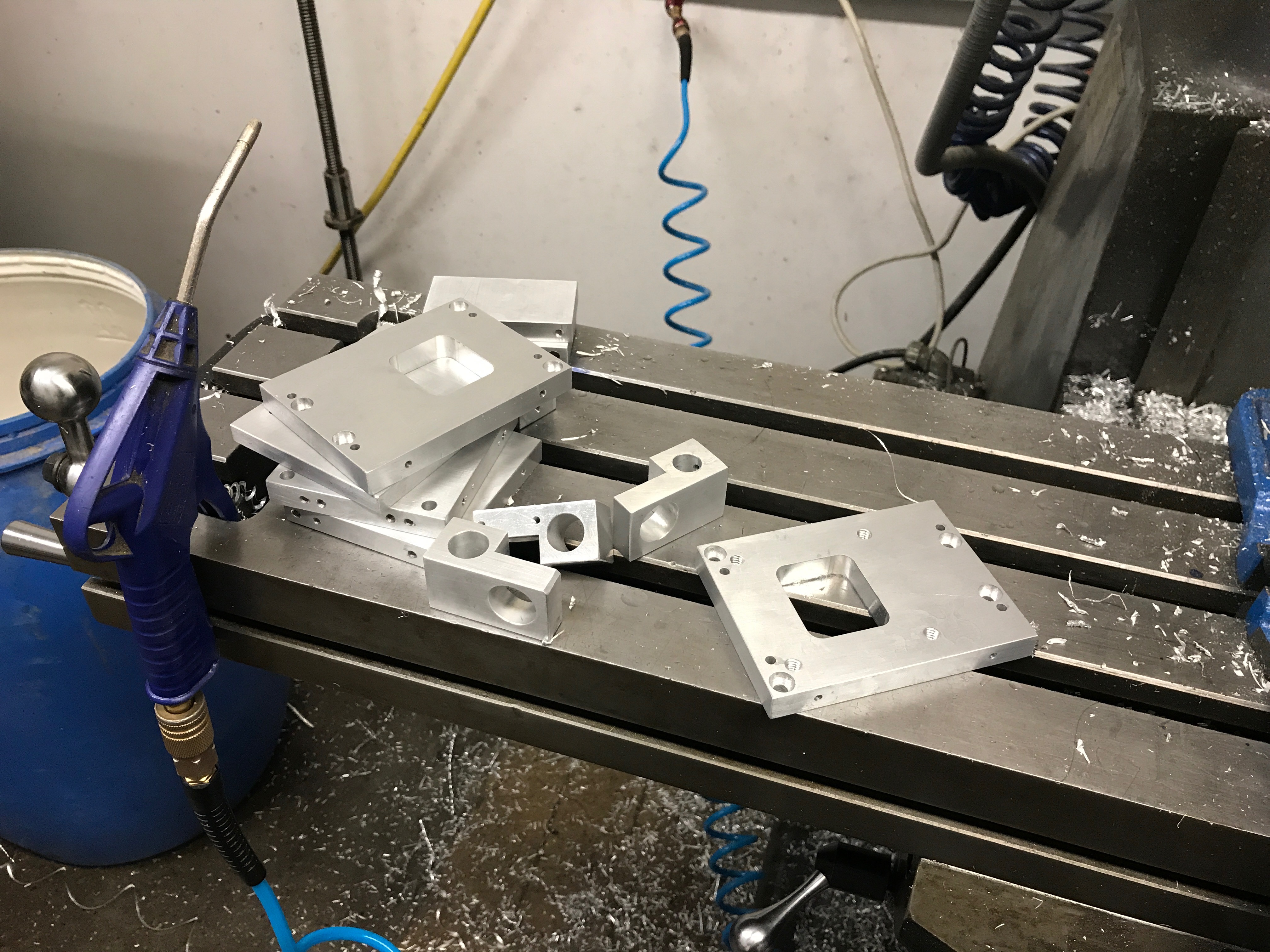 Parts being machined